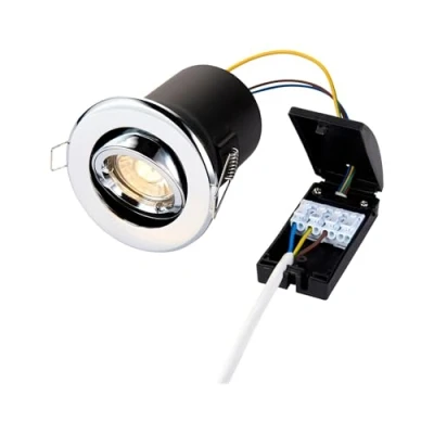 Image of Saxby 50682 50W shieldPLUS MV Tilt Recessed Fire Rated Downlight GU10 Ceiling Spotlight Chrome