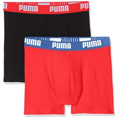 Image of Puma Boy&#039;s Basic Boxer 2p Shorts, (Red/Black 786), 15 16 Years (Size: 176) (Pack of 2)
