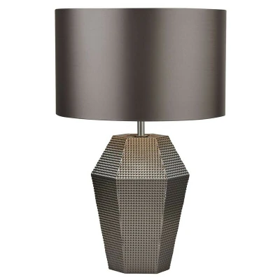 Image of Table Lamp Smoked Glass with Grey Drum Shade