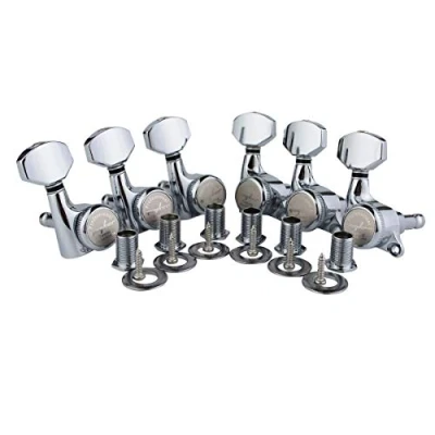 Image of Guyker 6Pcs Guitar Locking Tuners (6 Right Handed) 1:18 Ratio Lock String Tuning Key Pegs Machine Heads with Hexagonal Handle Replacement for LP SG Style Electric, Folk or Acoustic Guitars Chrome