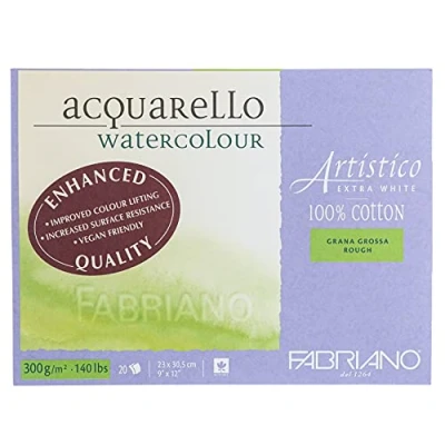 Image of Fabriano Artistico Watercolor Block, 9 x 12, Extra White