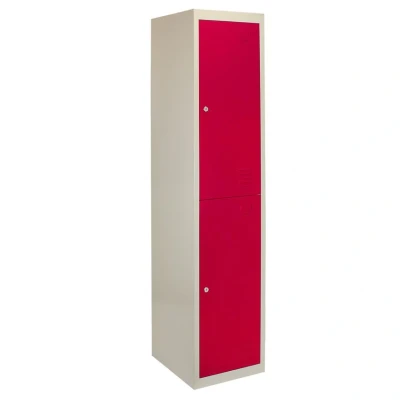 Image of MonsterShop 3 x Metal Storage Lockers Two Doors Red Flatpack