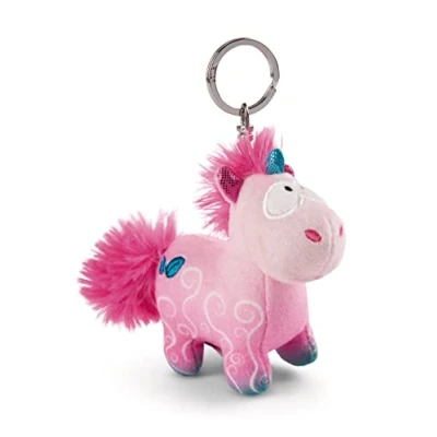 Image of NICI 49100 unicorn Midnight Floral 10cm pink Sustainable companion cuddly animal pendant lanyard, ring &amp; key holder