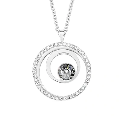 Image of s.Oliver necklace with pendant 925 sterling silver ladies necklace, cubic zirconia synth, freshwater cultured pearl, 42+3 cm, silver, Comes in jewelry gift box, 2022755