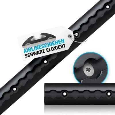 Image of NTG Aluminium Airline Rails Semicircular Shape 0.5 20 m Rail for Load Securing Trucks and Motorhomes Drilled &amp; Black Anodised 0.5/1/2 (2 Metres x 1 Metre))