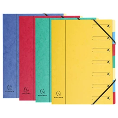 Image of Exacompta Ref 5207E Harmonika Multipart File 24.5 x 32cm in Size, Suitable for A4 Documents, 7 Multi Coloured Tabbed Sections, Premium Pressboard Cover Assorted Colours (Pack of 1)