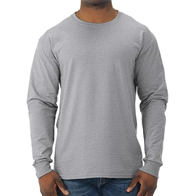 Image of Jerzees Men&#039;s Long Sleeve T Shirt, Athletic Heather, Small
