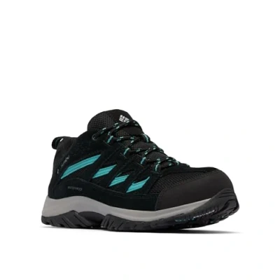 Image of Columbia Women&#039;s Crestwood Waterproof, Waterproof Low Rise Trekking and Hiking Shoes, Black/Teal, 4.5