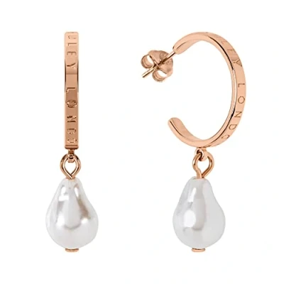 Image of Radley Ladies 18ct Rose Gold Plated Pearl Huggies RYJ1284S