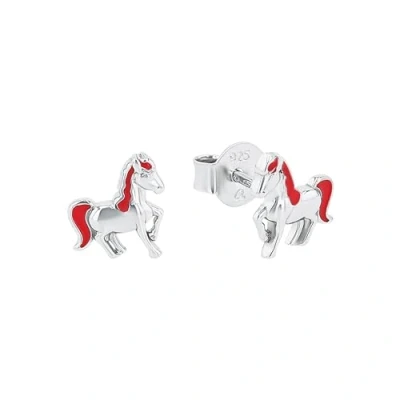 Image of Prinzessin Lillifee Orecchini a bottone per bambine in argento sterling 925, 0,8 cm, rosa, cavallo, forniti confezione regalo gioielli, 9048519