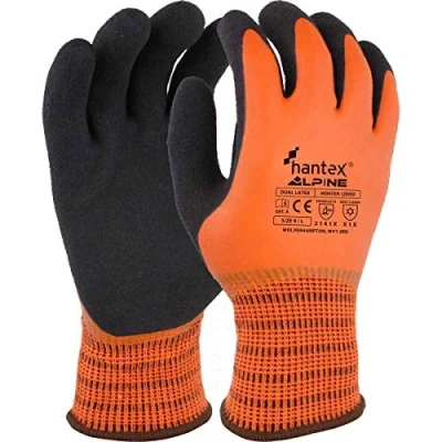 Image of Hantex ALPINE ORANGE Dual Coated Foam Latex Thermal Super Grip Cold Work Gloves (9/Large)