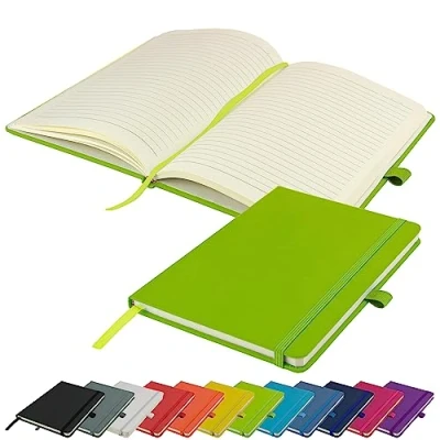 Image of A5 Notebook Writing Pad New Lined Hardback Journal Notepad Notes Diary (Lime)