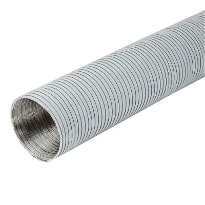 Image of Diameter 100 mm, length 3 metres, white aluminium flexible pipe, hose, ventilation pipe