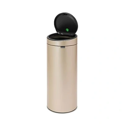Image of Brabantia 30 L Kitchen Touch Bin New (Metallic Gold) Removable Lid, Soft Open, Easy Clean Rubbish Waste + Free Bags