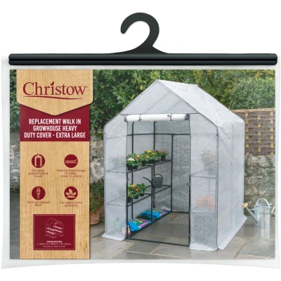 Image of CHRISTOW Walk In Greenhouse COVER Replacement, Reinforced Growhouse Cover, H195cm x W143cm D143cm, Heavy Duty ONLY