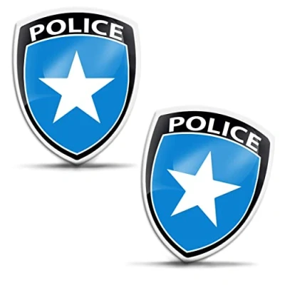 Image of Biomar Labs 2 x 3D Gel Silicone Police Stickers Car Sticker Motorcycle Bicycle Skateboard Phone Laptop PC Tablet Door KS 116