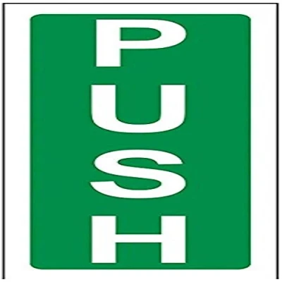 Image of V Safety Push Sign Portrait 60 mm x 150 1 Rigid Plastic