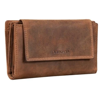 Image of STILORD &#039;Ira&#039; Leather Wallet for Women RFID Blocking Purse Vintage Card Holder Ladies Coin from Genuine Leather, Colour:Bergamo Brown