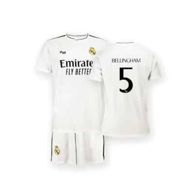 Image of Real Madrid Home Kit Jersey and Shorts, Season 24/25, Bellingham, 6 Years, Replica Shirt with Official License
