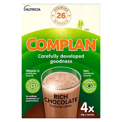 Image of Complan nutritious vitamin rich drink chocolate 4 x 55g