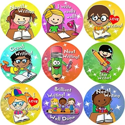 Image of 144 Writing Awards 30 mm Reward Stickers for School Teachers, Parents, Nursery