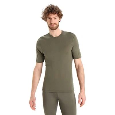 Image of Icebreaker Men&#039;s Everyday Short Sleeve Crewe Top Gym 100% Merino Wool Base Layer Loden, S