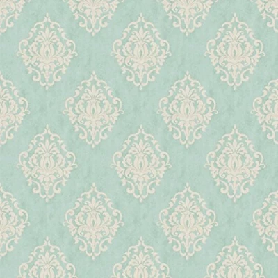 Image of MyTinyWorld Dolls House Miniature Duck Egg Blue Floral Diamond Wallpaper