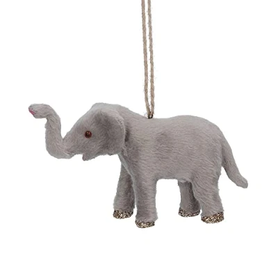 Image of Crafty Capers Faux Fur Elephant Tree Ornament Wild Animal Christmas Decoration
