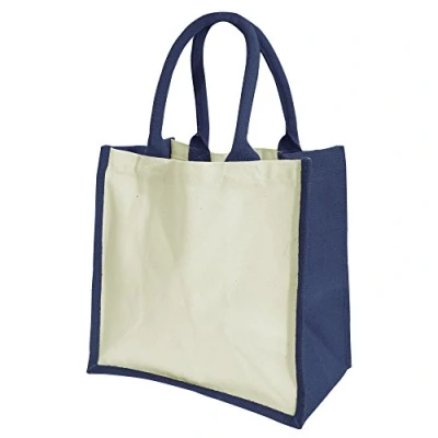 Image of Westford Mill W421 Printers&#039; Midi Jute Bag Eco Friendly, Reusable, and Stylish Shopping Tote Navy