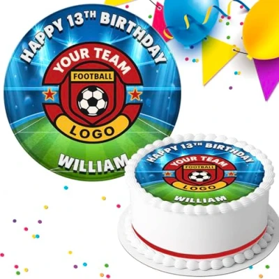 Image of YOUR FOOTBALL CLUB LOGO BIRTHDAY PERSONALISED EDIBLE ICING CAKE TOPPER DECORATION FB009
