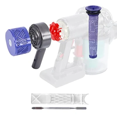 Image of Motor Rear Cover + Pre&amp;Post HEPA Filter Set Compatible with Dyson V6 DC58 DC59 DC62 DC72 DC74 SV03 SV04 SV05 SV06 SV07 SV08 SV09 Vacuum Cleaner Upgrade Replacement Parts