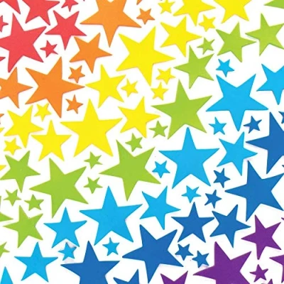 Image of Baker Ross AX412 Rainbow Star Foam Stickers Pack of 210, Kids Stickers, Ideal for Children&#039;s Arts and Crafts Projects, Great Card Making Scrapbooking