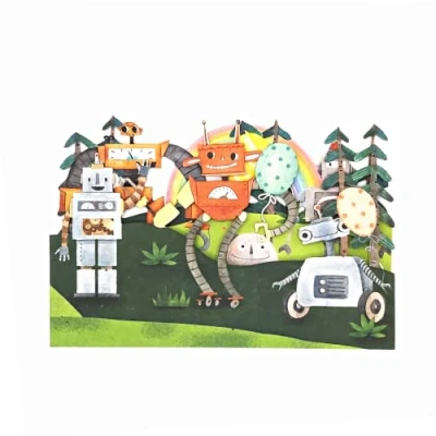 Image of Happy Robots 3D Pop Up Birthday Card for Child by Alljoy Cards KC012