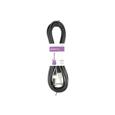 Image of qtx 6 m 6.3 mm Mono Jack to Right Angled Guitar Lead Black