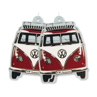 Image of BRISA VW Collection Volkswagen Air Freshener, Room Deodorizer for Cars T1 Bus Campervan Motif (Vanilla/Red/Set of 2)