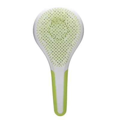 Image of Michel Mercier Wet and Dry Hair Detangler Soft Bristles Brush Anti Slip Handle for Healthy, Shiny Regular Green White 1 pc