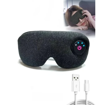 Image of PJYU Cordless Heated Eye Mask, Portable Electric Warm Compress for Relief of Dry Eyes, Blepharitis Treatment, Strain, Styes Eye, MGD, Washable, Dark Gray