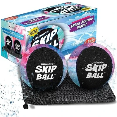 Image of Activ Life Skip Ball, 2 Pack (Black, Tie Dye), Water Skipping Balls for Swimming Pools, Pool Ball and Toy Kids, Easter Basket Stuffer Gift Kids