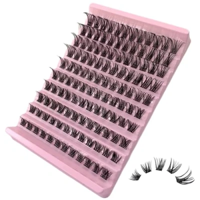 Image of GGOKOK Lash Clusters Wispy DIY Extension 8 16mm Eyelash 120 pcs Natural Cluster Lashes Individual at Home D Curl Fluffy Extensions(D02)