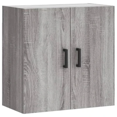 Image of vidaXL Grey Sonoma Engineered Wood Wall Cabinet Floating Mounted for Living Room Modern Storage Solution