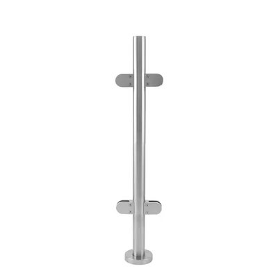 Image of Stainless Steel Balustrade 900mm High Mid Post with Glass Clamps and Rubbers Brushed Metal Indoor Outdoor Decking Landing Railing Staircase 90cm…