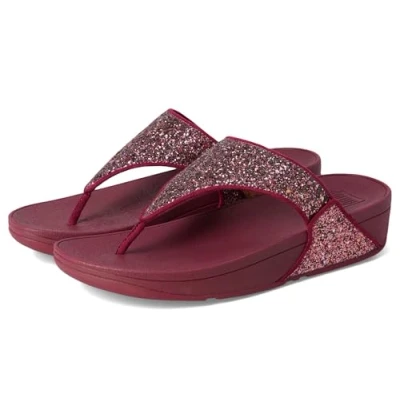 Image of Fitflop Women&#039;s LULU Multi Tonal Glitter Toe Post Sandals, Ruby Mix, 5 UK