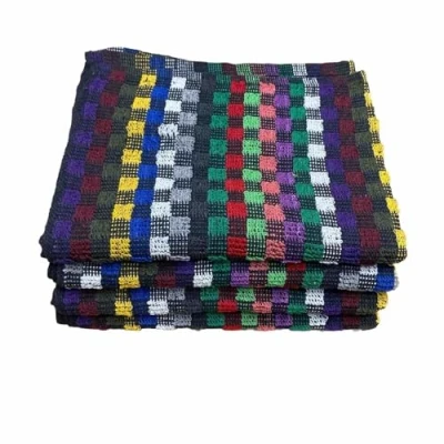Image of SHL 4 Pack 100% Cotton Multi Check Kitchen Hand Towels 50 x 85 cm (Black)