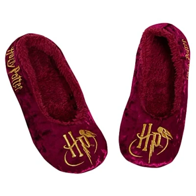 Image of Harry Potter Slippers for Women Girls Teens Burgundy 5 UK