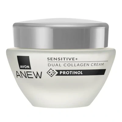 Image of Avon Anew Sensitive+ Dual Collagen Cream 50ml, Suitable for Sensitive Skin, Contains Skin soothing Actives To Boost Collagen, Cruelty Free
