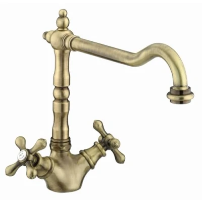 Image of Bristan K SNK EF ABRZ Colonial Kitchen Mixer Tap EASYFIT, Antique Bronze, Two Lever