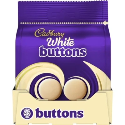 Image of Cadbury White Buttons Chocolate Bag, Creamy Texture, 85g (Pack of 10 Bags)