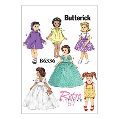 Image of Butterick Pattern 6336 OSZ,18&quot; Doll Clothes, Multi Colour, One Size