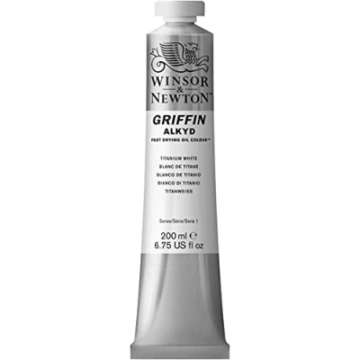 Image of Winsor &amp; Newton Griffin 200ml Alkyd Fast Drying Oil Colour Tube Titanium White