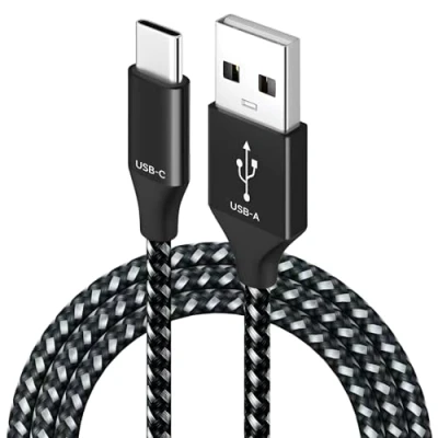Image of MMOBIEL USB C Cable (1m / 3.3ft) Nylon Braided A to Type 18W 480Mbps Compatible with iPhone 16 15 Series,iPad,MacBook, Samsung Galaxy S24 S23 S22 S21,Tablets,Laptops White/Black